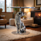 Silver Sentinel – Leopard Base Accent Table