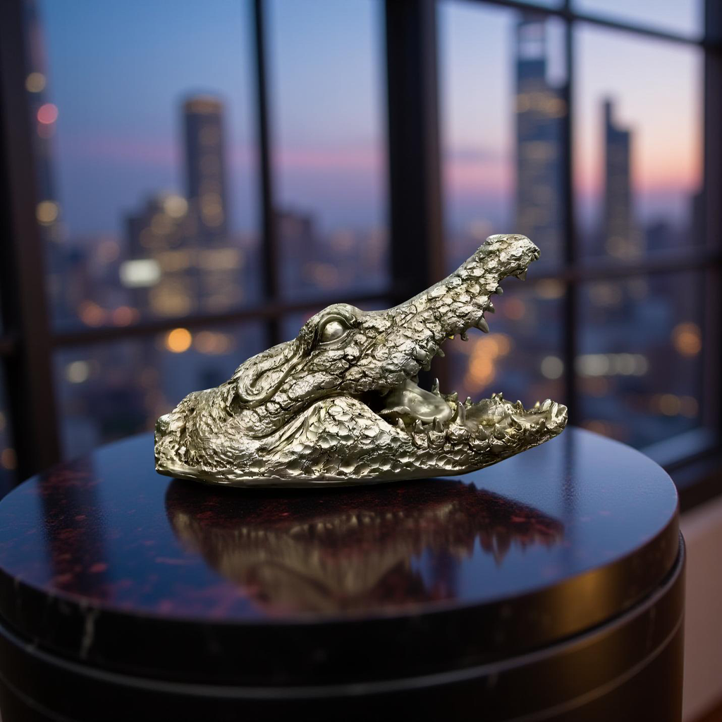 Green Croc Bite – Luxury Alligator Head Sculpture