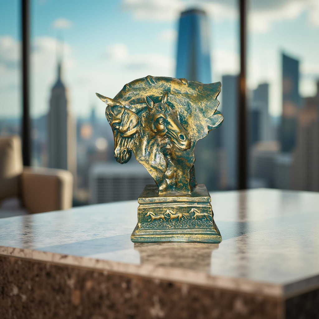 Golden Bond – Twin Stallions Elegance Sculpture