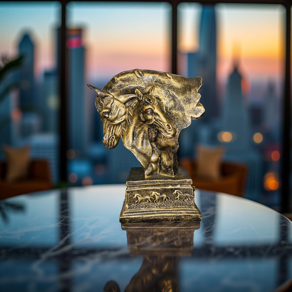 Golden Bond – Twin Stallions Elegance Sculpture