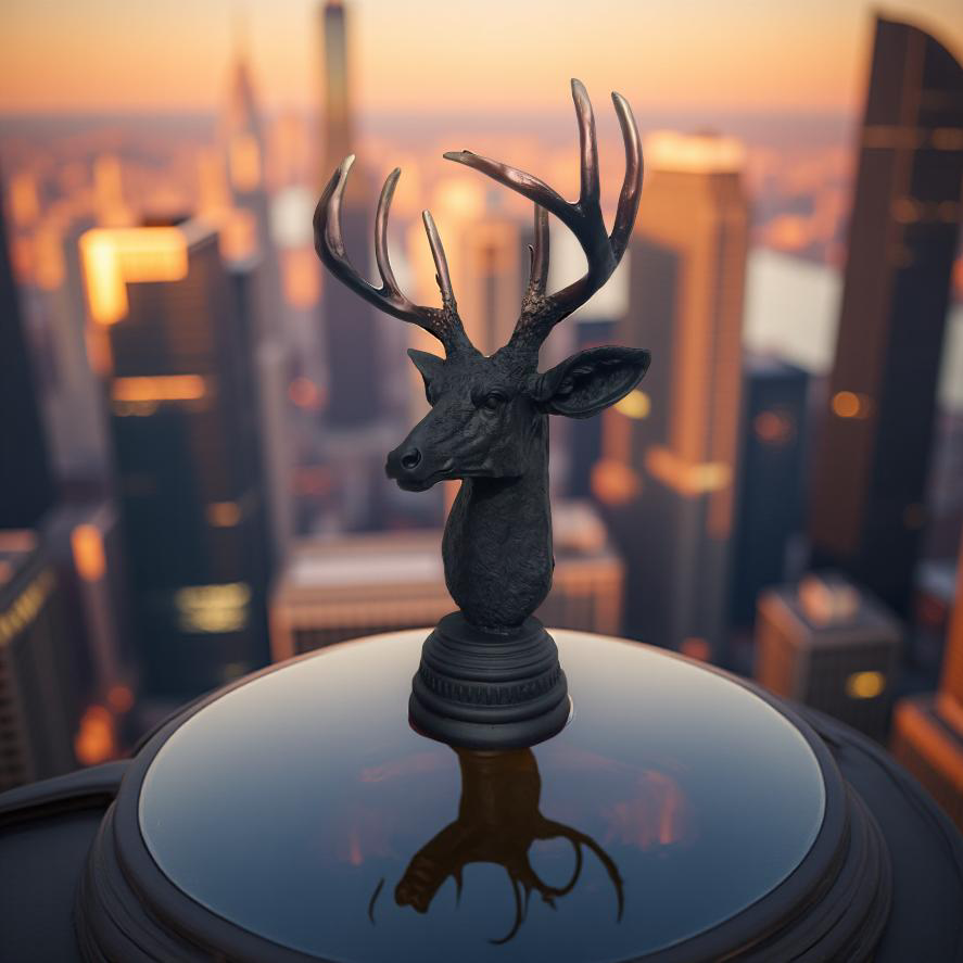 Majestic Antlers – Black Deer Bust Sculpture