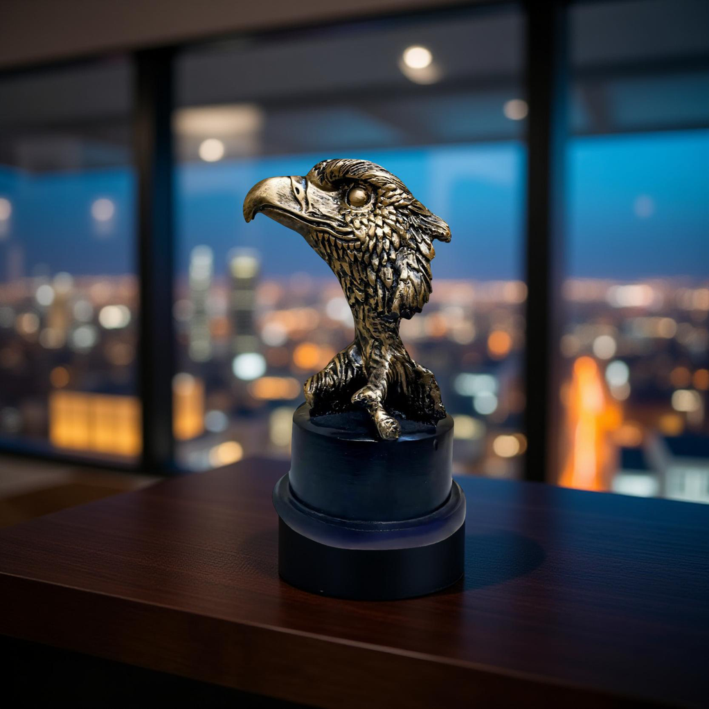 Imperial Gaze – Golden Eagle Head Sculpture