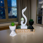 Abstract Resin Swirl Sculpture with Mini Planters