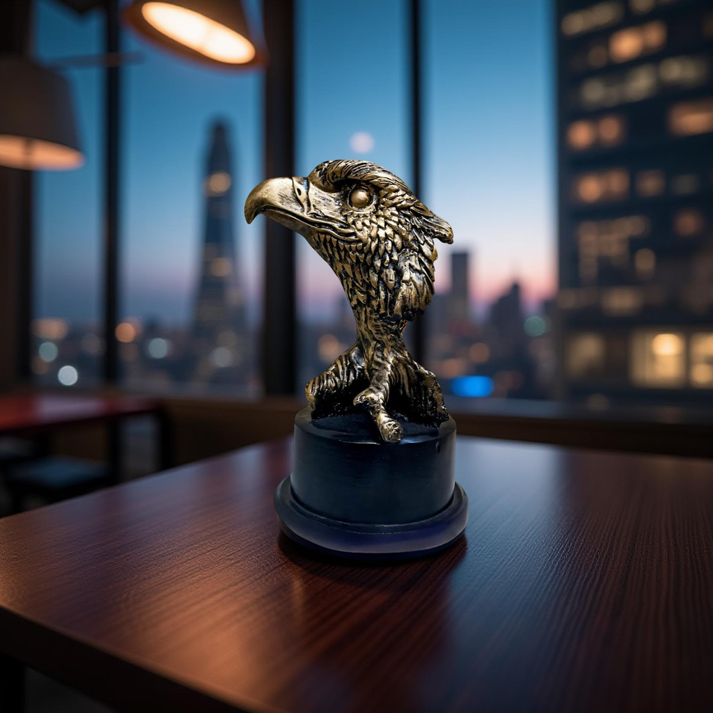 Imperial Gaze – Golden Eagle Head Sculpture