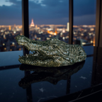 Green Croc Bite – Luxury Alligator Head Sculpture