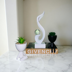 Abstract Resin Swirl Sculpture with Mini Planters