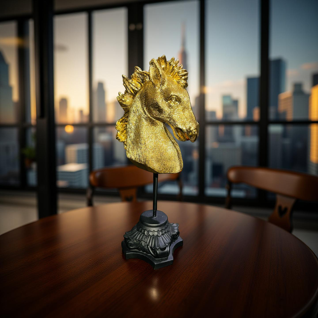 Golden Horse Head Sculpture