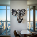 Regal Wisdom – Silver Elephant Wall Sculpture