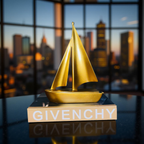 Golden Sailboat Sculpture