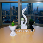 Abstract Resin Swirl Sculpture with Mini Planters