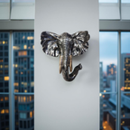 Regal Wisdom – Silver Elephant Wall Sculpture