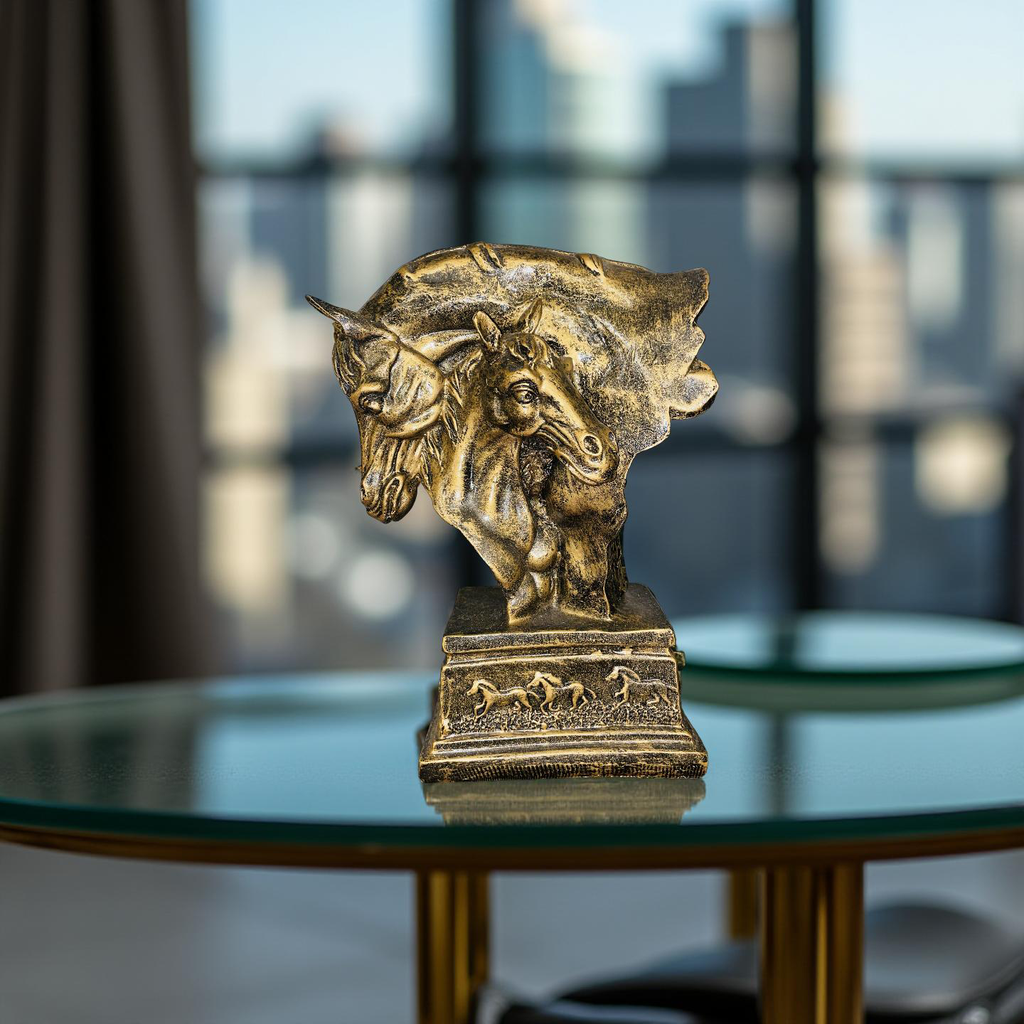 Golden Bond – Twin Stallions Elegance Sculpture