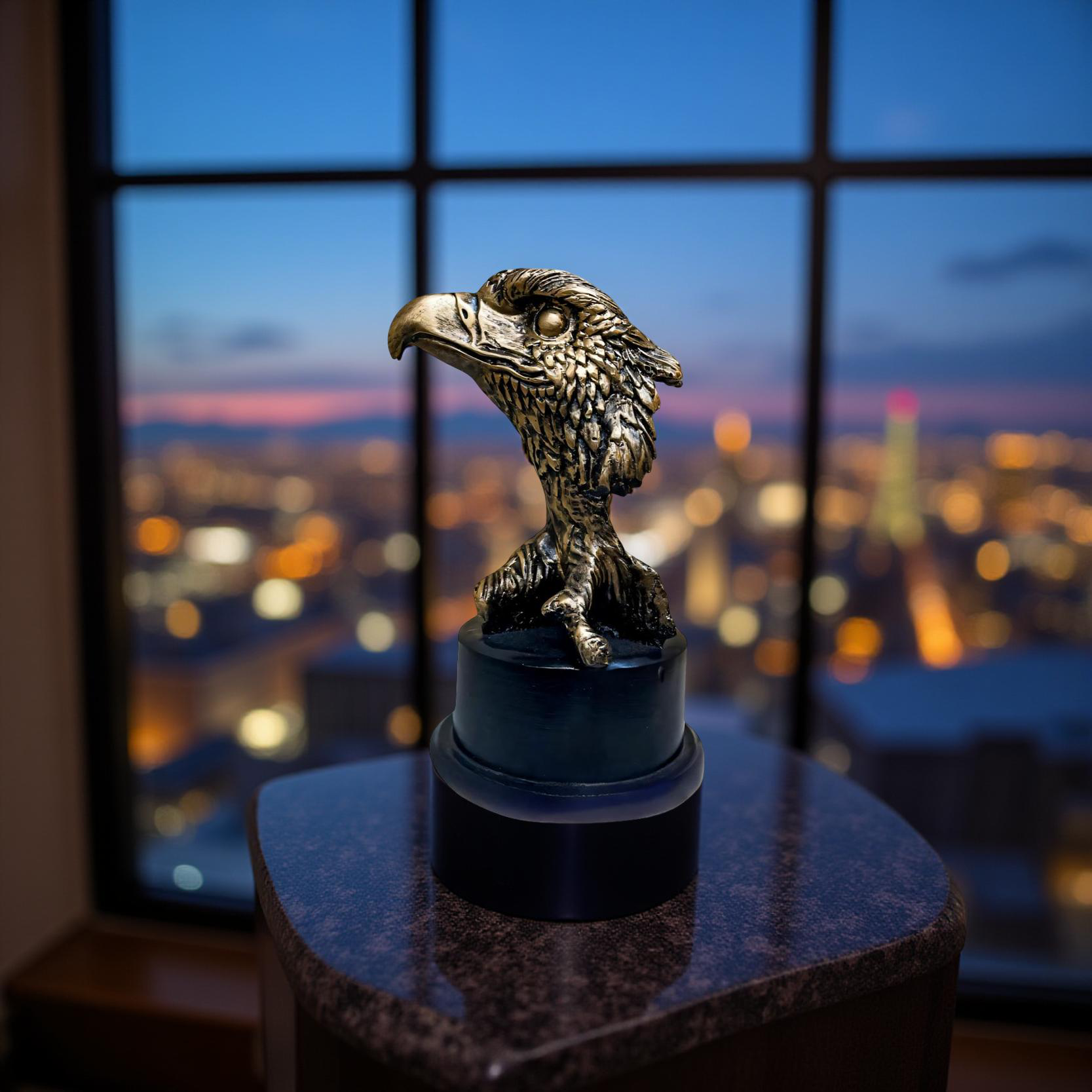 Imperial Gaze – Golden Eagle Head Sculpture