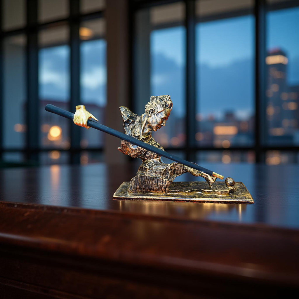 Precision Shot – Abstract Snooker Player Sculpture