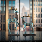 Royal Blue Elegance – Deer Couple Decor Set