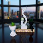 Abstract Resin Swirl Sculpture with Mini Planters