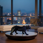 Black Prowler – Panther Base Glass Coffee Table