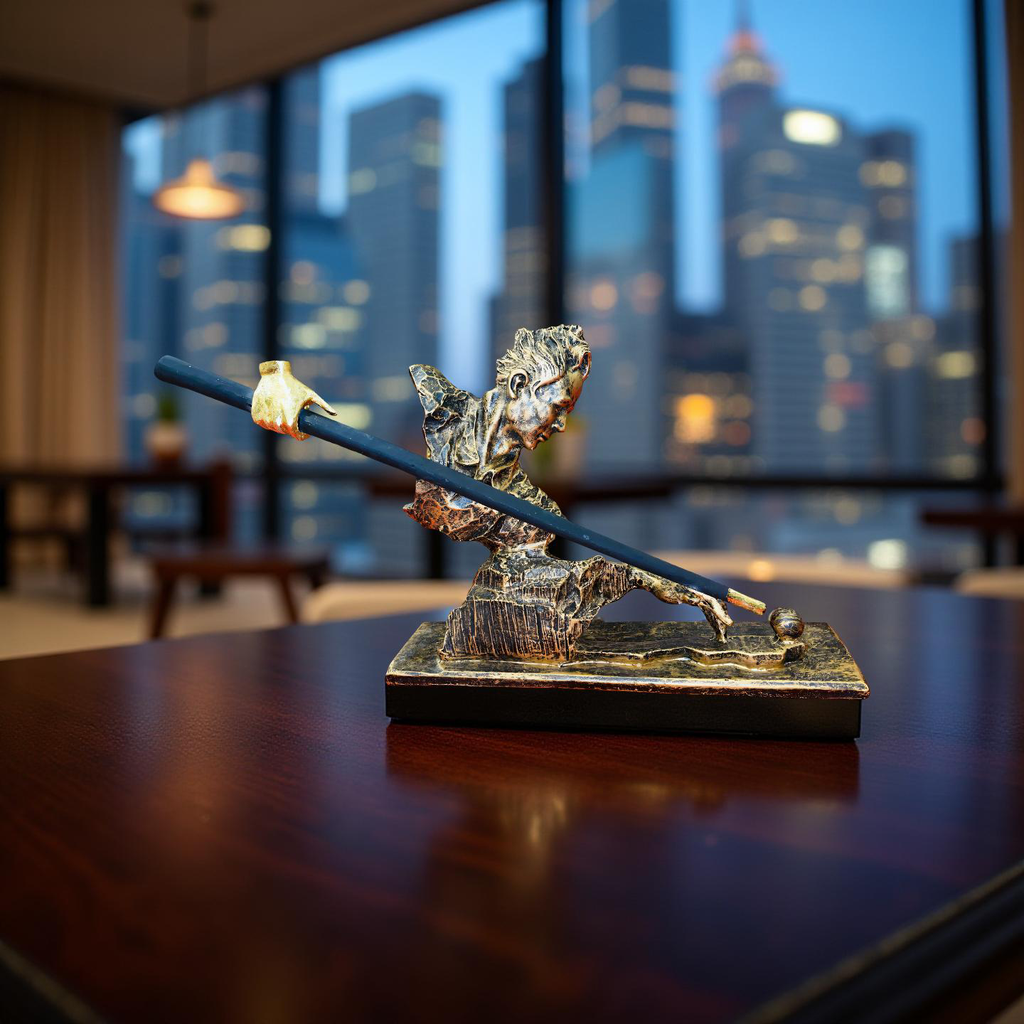 Precision Shot – Abstract Snooker Player Sculpture