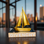 Golden Sailboat Sculpture