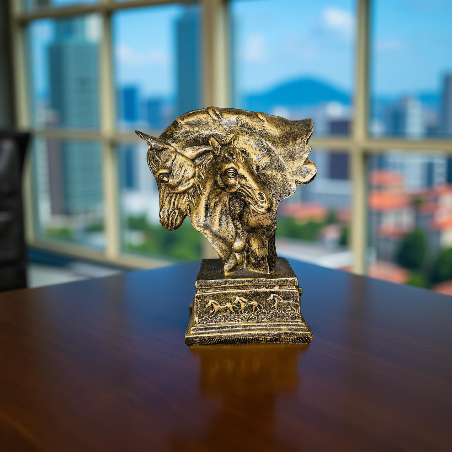 Golden Bond – Twin Stallions Elegance Sculpture