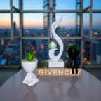 Abstract Resin Swirl Sculpture with Mini Planters