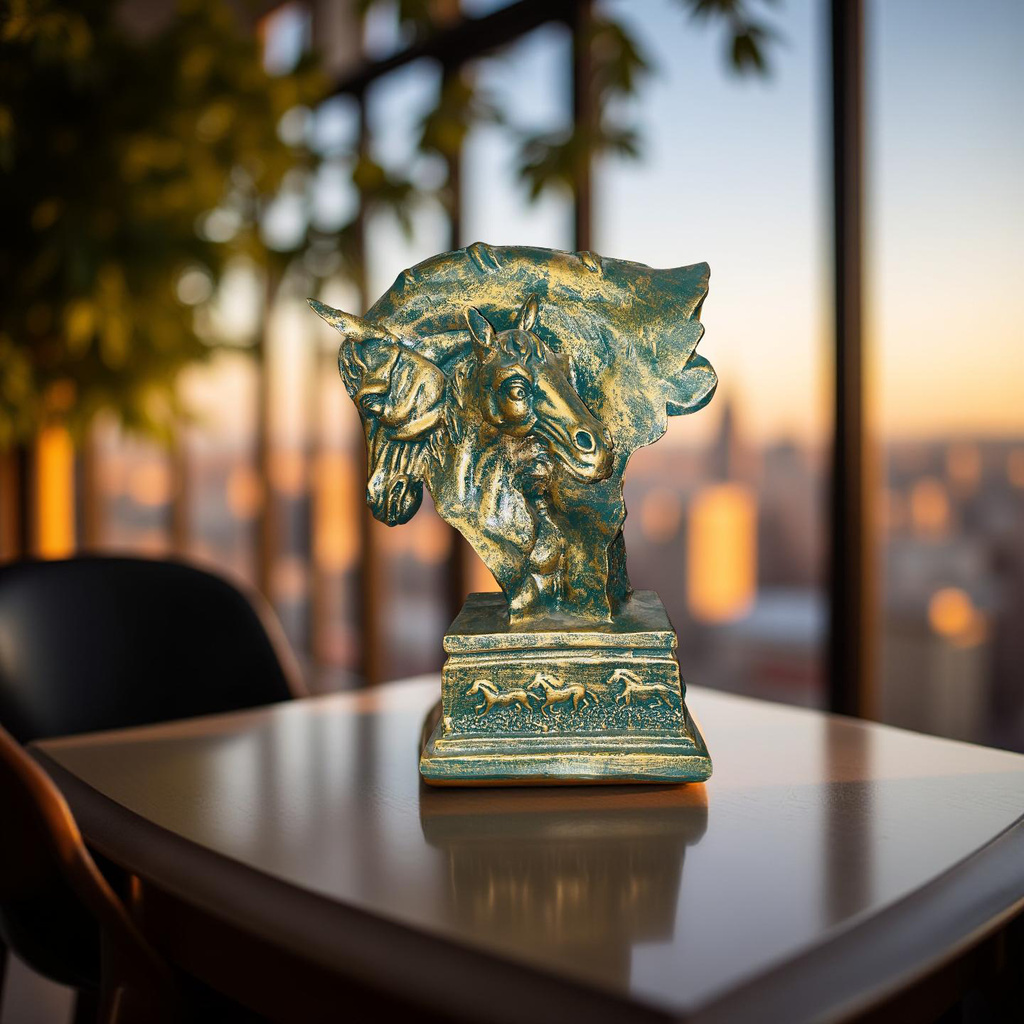 Golden Bond – Twin Stallions Elegance Sculpture