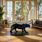 Black Prowler – Panther Base Glass Coffee Table