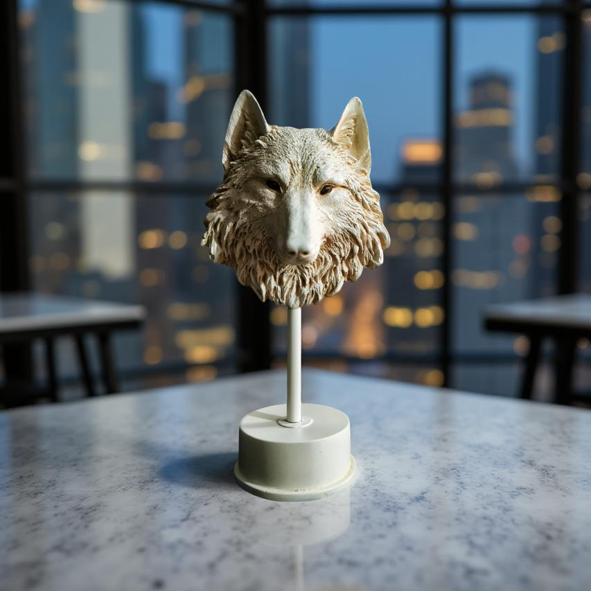 Midnight Sentinel – Wolf Bust Sculpture