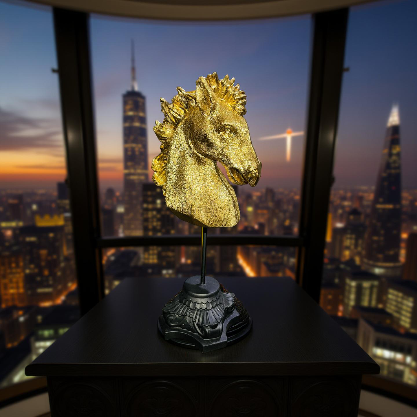 Golden Horse Head Sculpture