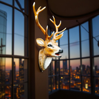 Golden Stag – Wall-Mounted Deer Head Sculpture