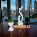 Abstract Resin Swirl Sculpture with Mini Planters