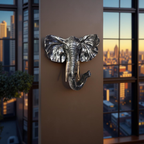 Regal Wisdom – Silver Elephant Wall Sculpture