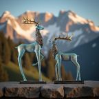 Royal Blue Elegance – Deer Couple Decor Set