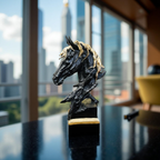 Midnight Stallion – Black & Gold Horse Bust