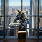 Midnight Stallion – Black & Gold Horse Bust