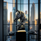 Midnight Stallion – Black & Gold Horse Bust