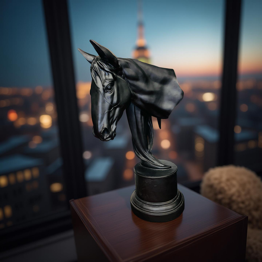 Noir Grace – Black Stallion Head Sculpture