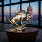 Majestic Silver Bull Sculpture