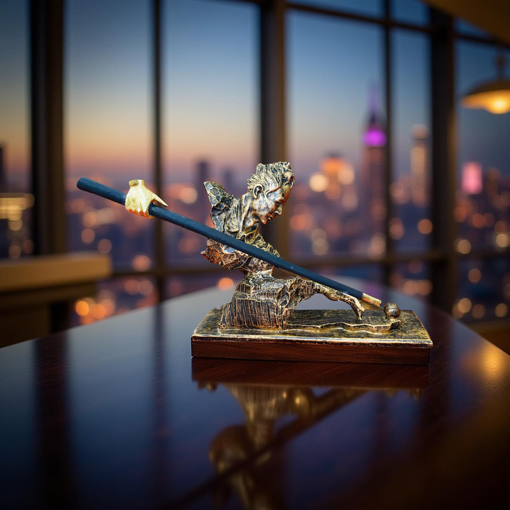 Precision Shot – Abstract Snooker Player Sculpture