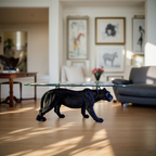 Black Prowler – Panther Base Glass Coffee Table