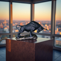 Obsidian Bull – The Bold Charge Sculpture