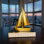 Golden Sailboat Sculpture