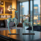 Royal Blue Elegance – Deer Couple Decor Set