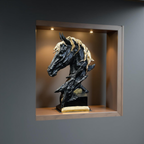 Midnight Stallion – Black & Gold Horse Bust