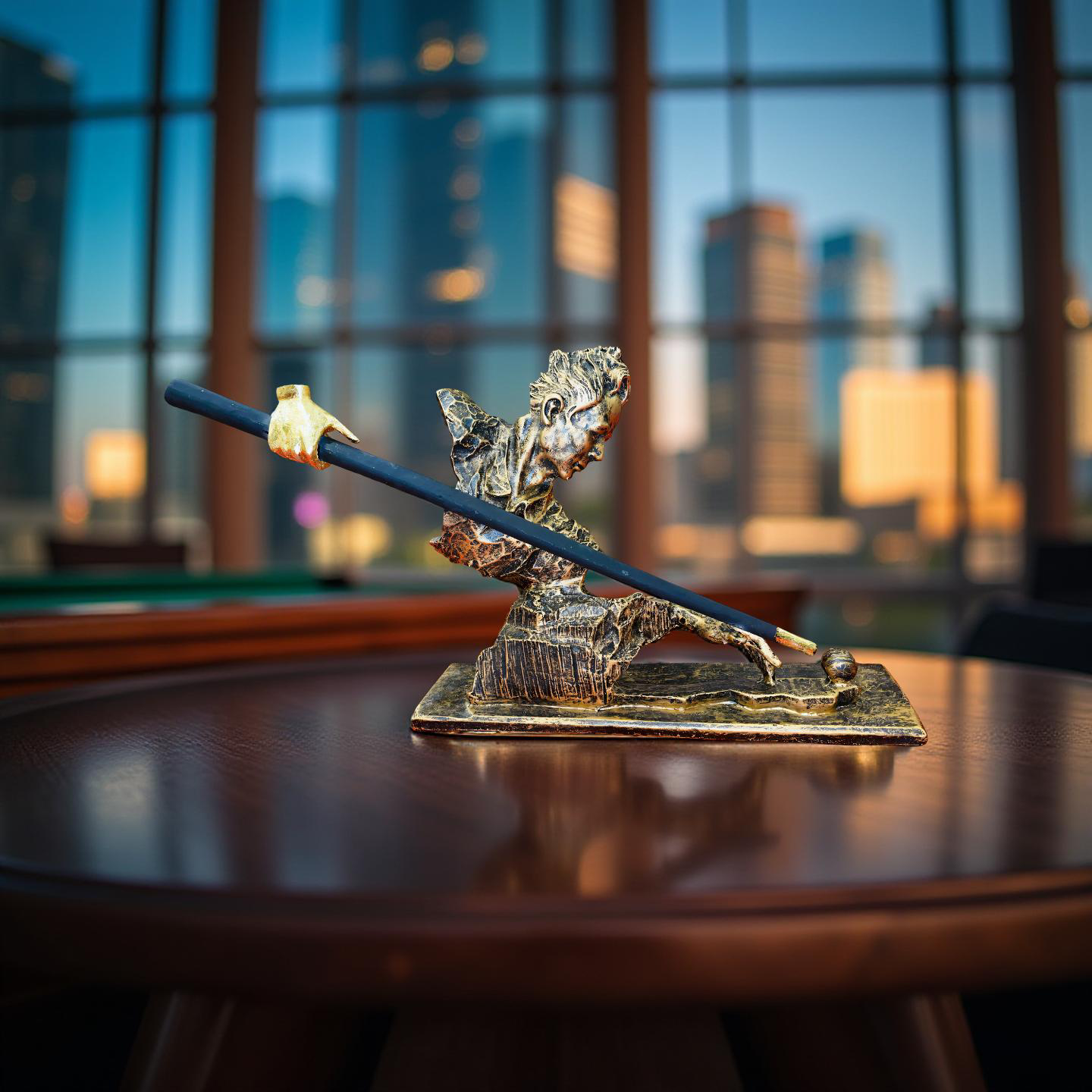 Precision Shot – Abstract Snooker Player Sculpture