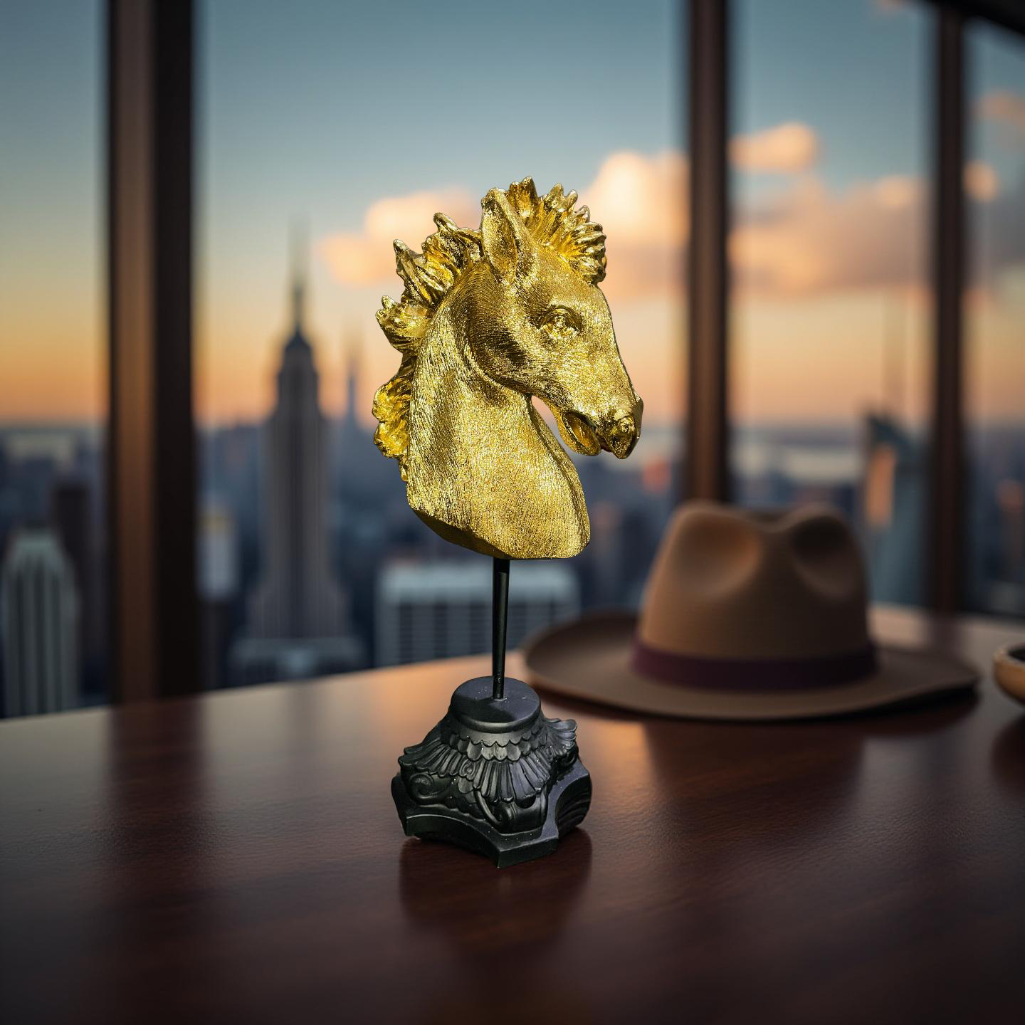 Golden Horse Head Sculpture